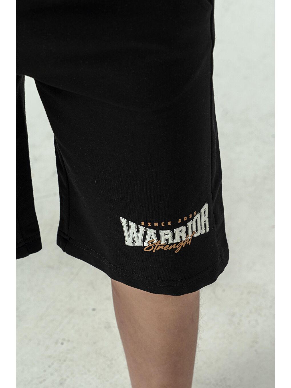 Siyah Warrior Strenght Baskılı Erkek Çocuk Şort - Tişört Takımı-4