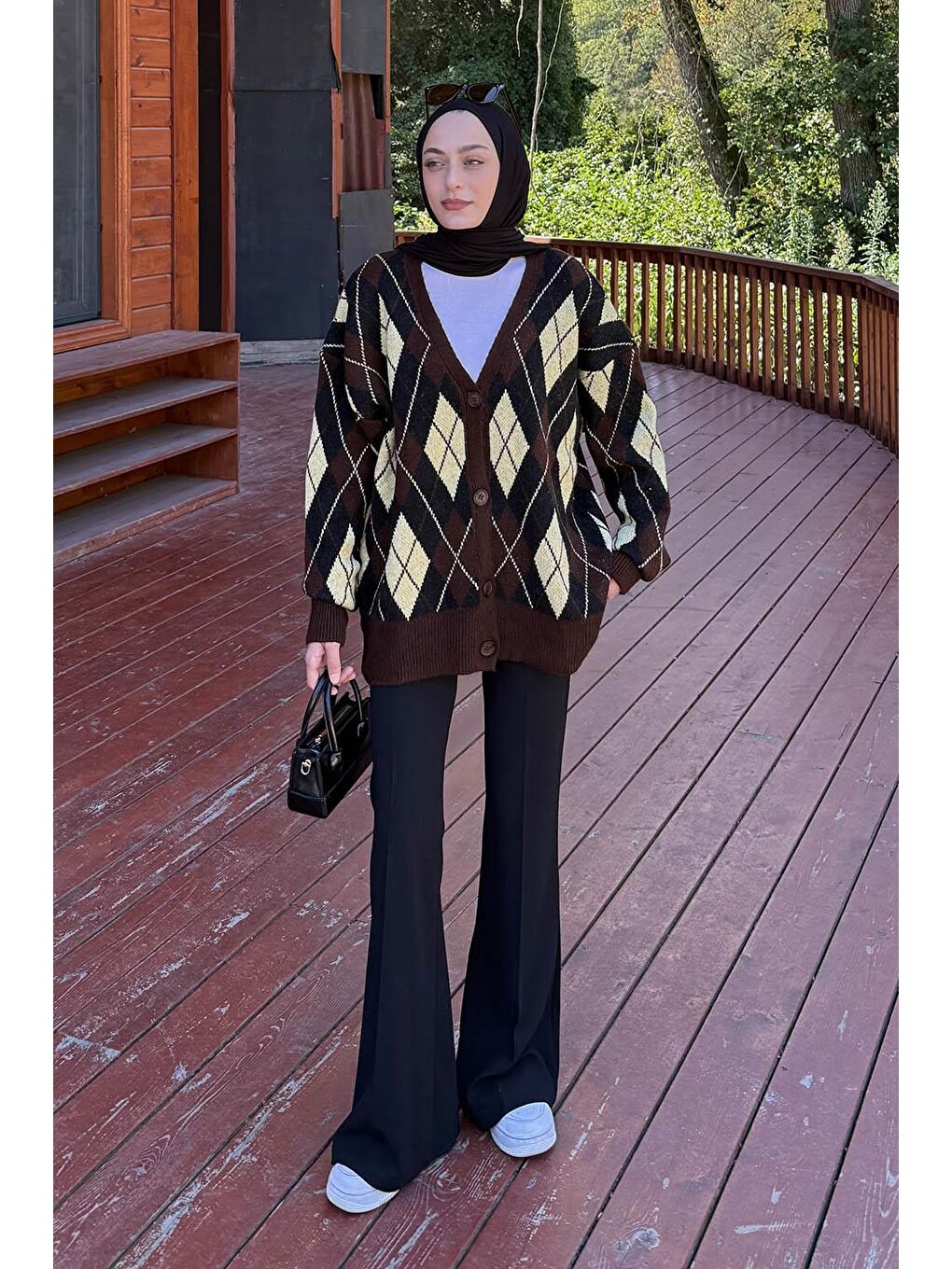 Kahverengi Bisiklet Yaka Kısa Hırka Çikolata Kahve