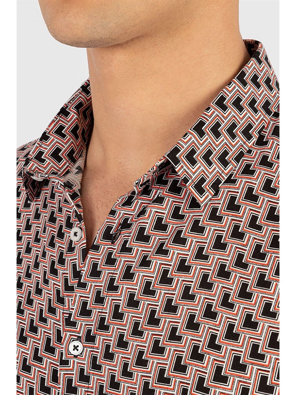 Karışık Slim Fit Uzun Kollu Yazlık Baskılı Vıskon Erkek Gömlek-2