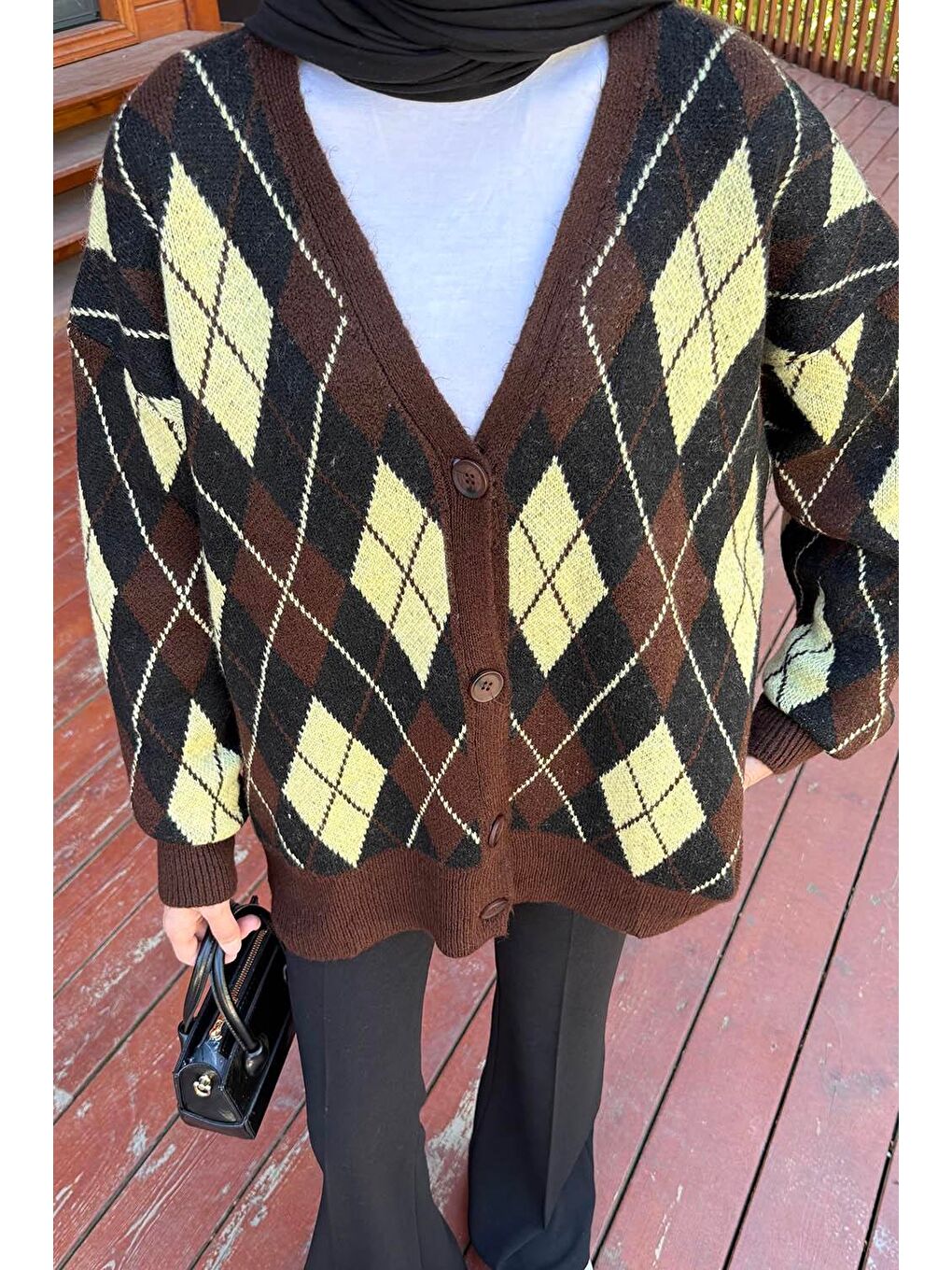 Kahverengi Bisiklet Yaka Kısa Hırka Çikolata Kahve-2