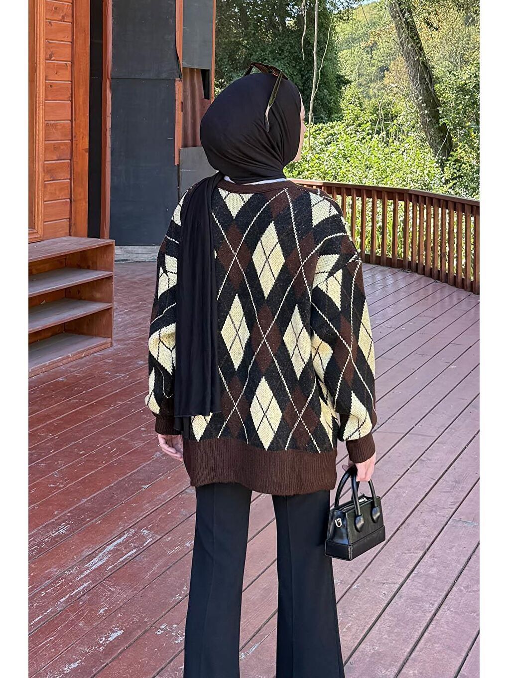 Kahverengi Bisiklet Yaka Kısa Hırka Çikolata Kahve-3