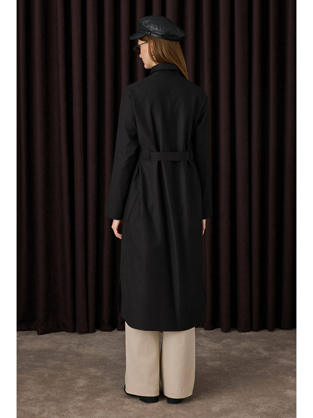 Kemer Detaylı Uzun Gömlek Siyah-3