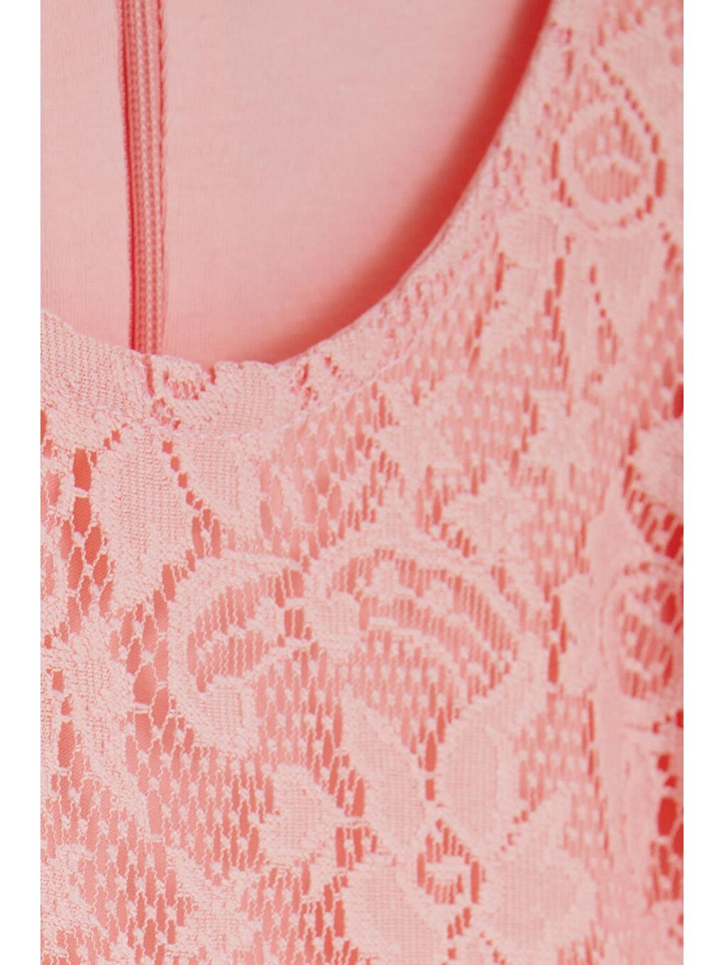 Pembe Kız Çocuk Elbise Fiyonklu Tüllü Güpürlü Somon (3-6 Yaş)-5