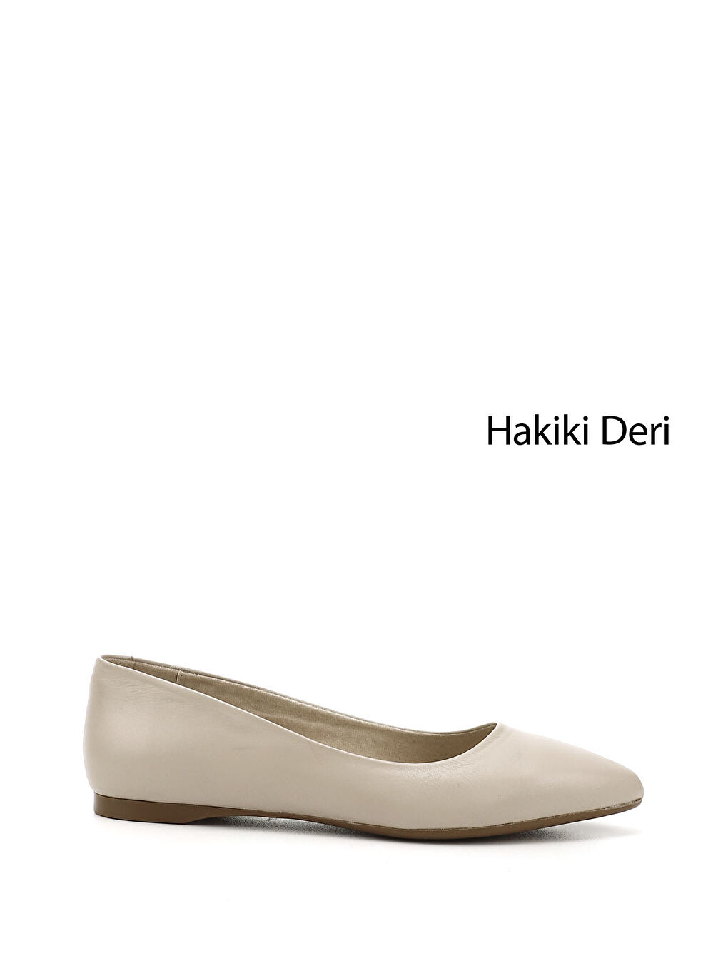 Bej Kadın BEJ-TEN RENGİ Sivri Burun Düz Taban Hakiki Deri Babet