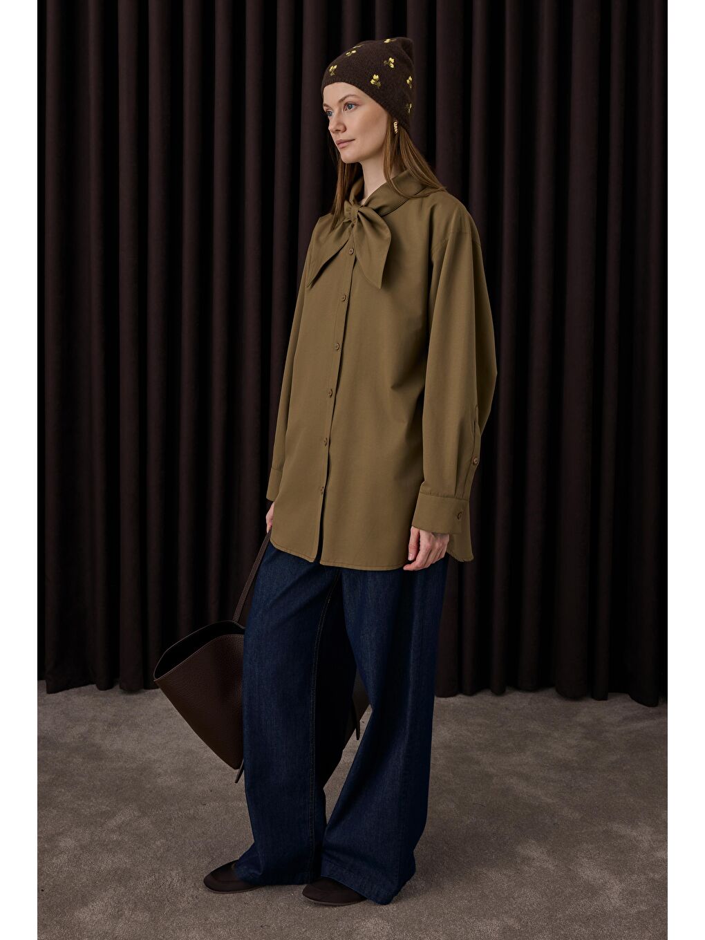 Kahverengi Fiyonk Yaka Gömlek Ceviz Kabuğu-2