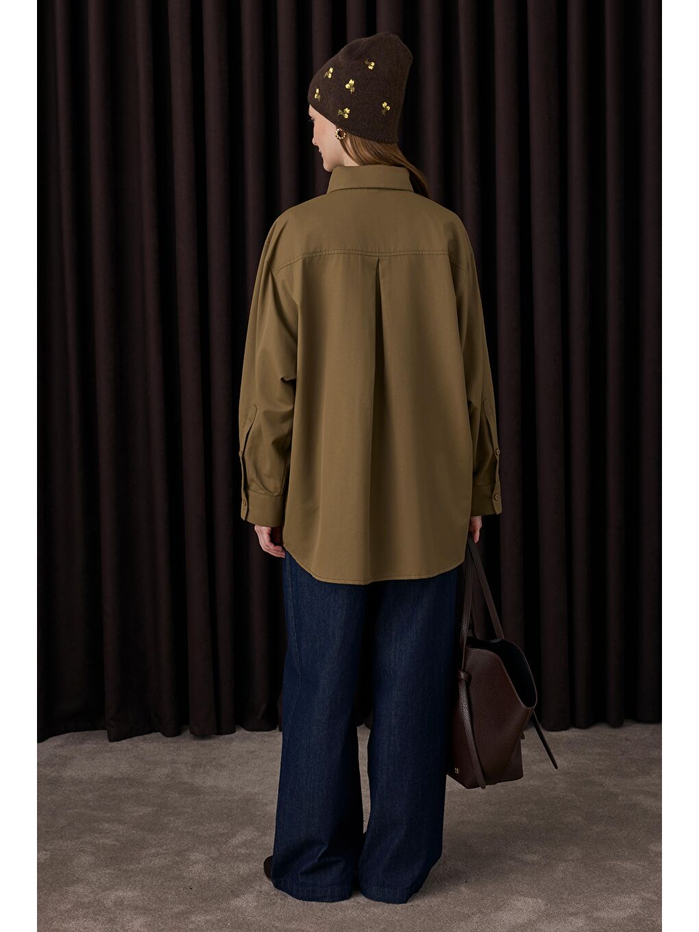 Kahverengi Fiyonk Yaka Gömlek Ceviz Kabuğu-3