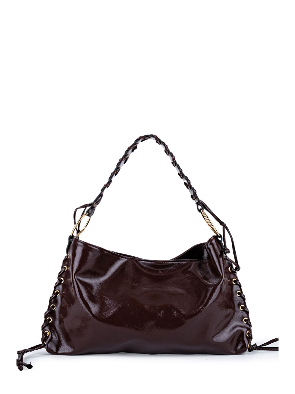 Kahverengi Örgü Saplı İp Sarkıt Detaylı Texas Kadın Kol Çanta Acı Kahve