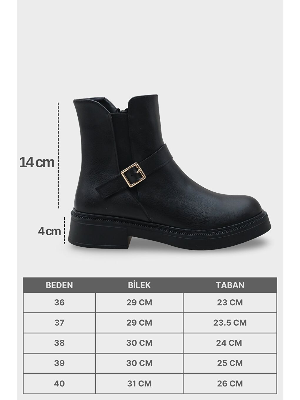 Siyah Daria Yandan Fermuarlı Tokalı Lastikli Kadın Bot-6