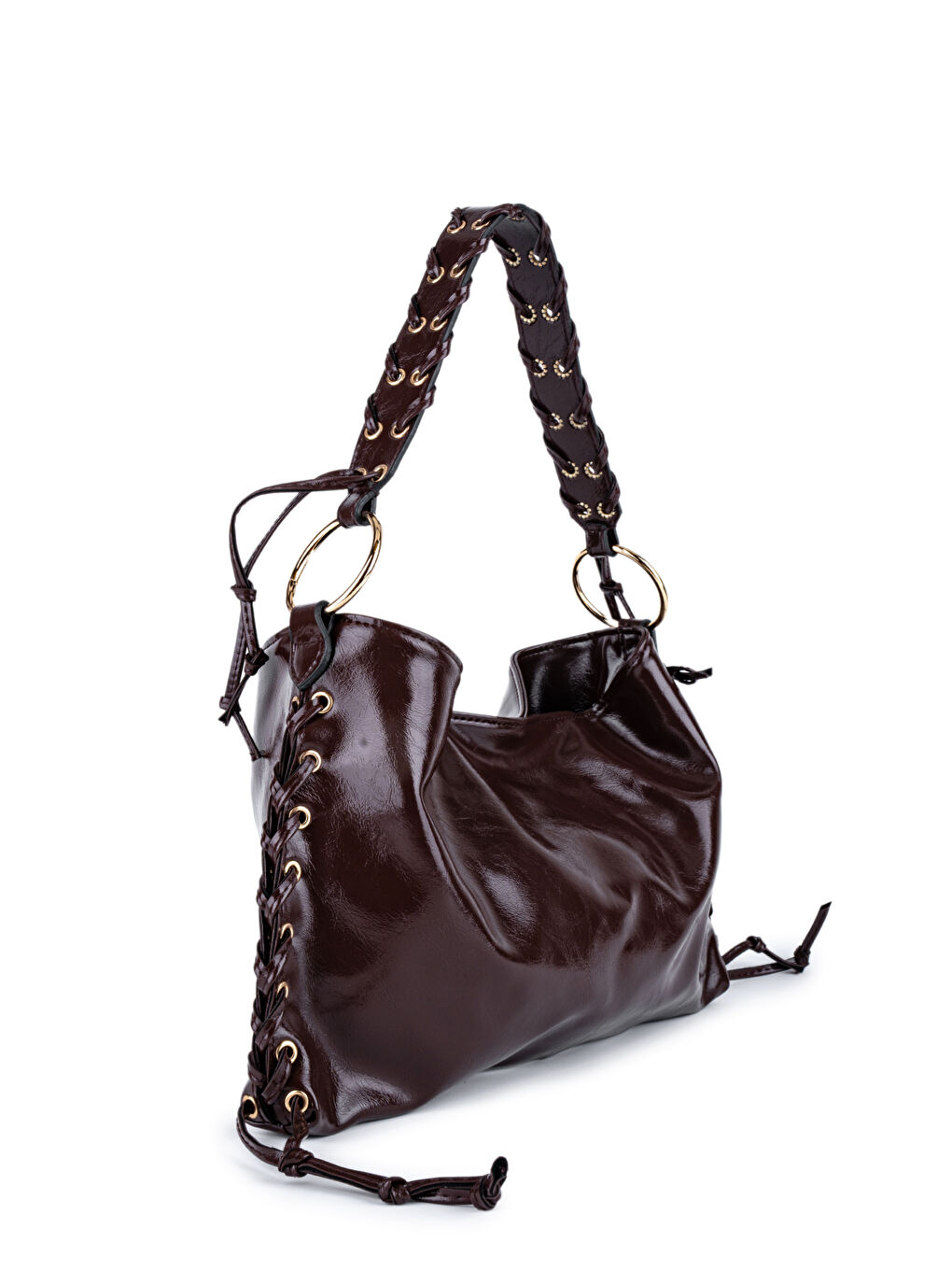 Kahverengi Örgü Saplı İp Sarkıt Detaylı Texas Kadın Kol Çanta Acı Kahve-1