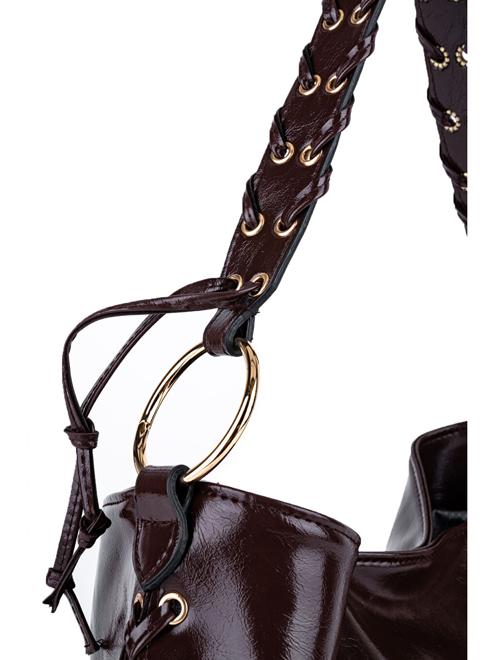 Kahverengi Örgü Saplı İp Sarkıt Detaylı Texas Kadın Kol Çanta Acı Kahve-2