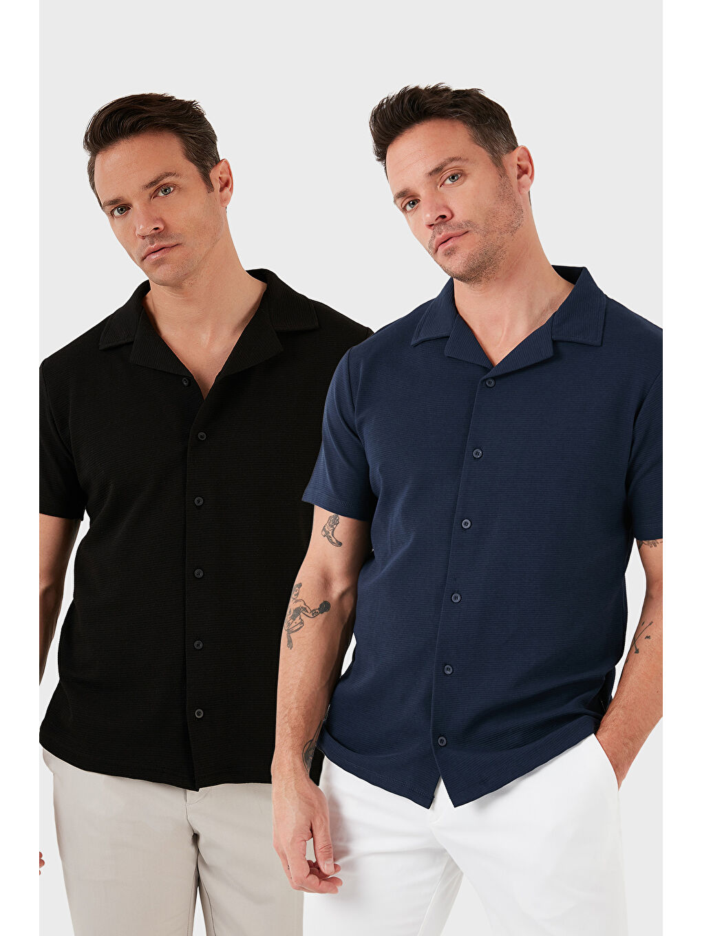 İndigo Pamuklu Regular Fit Kısa Kollu 2'li Paket Gömlek 5902640S2