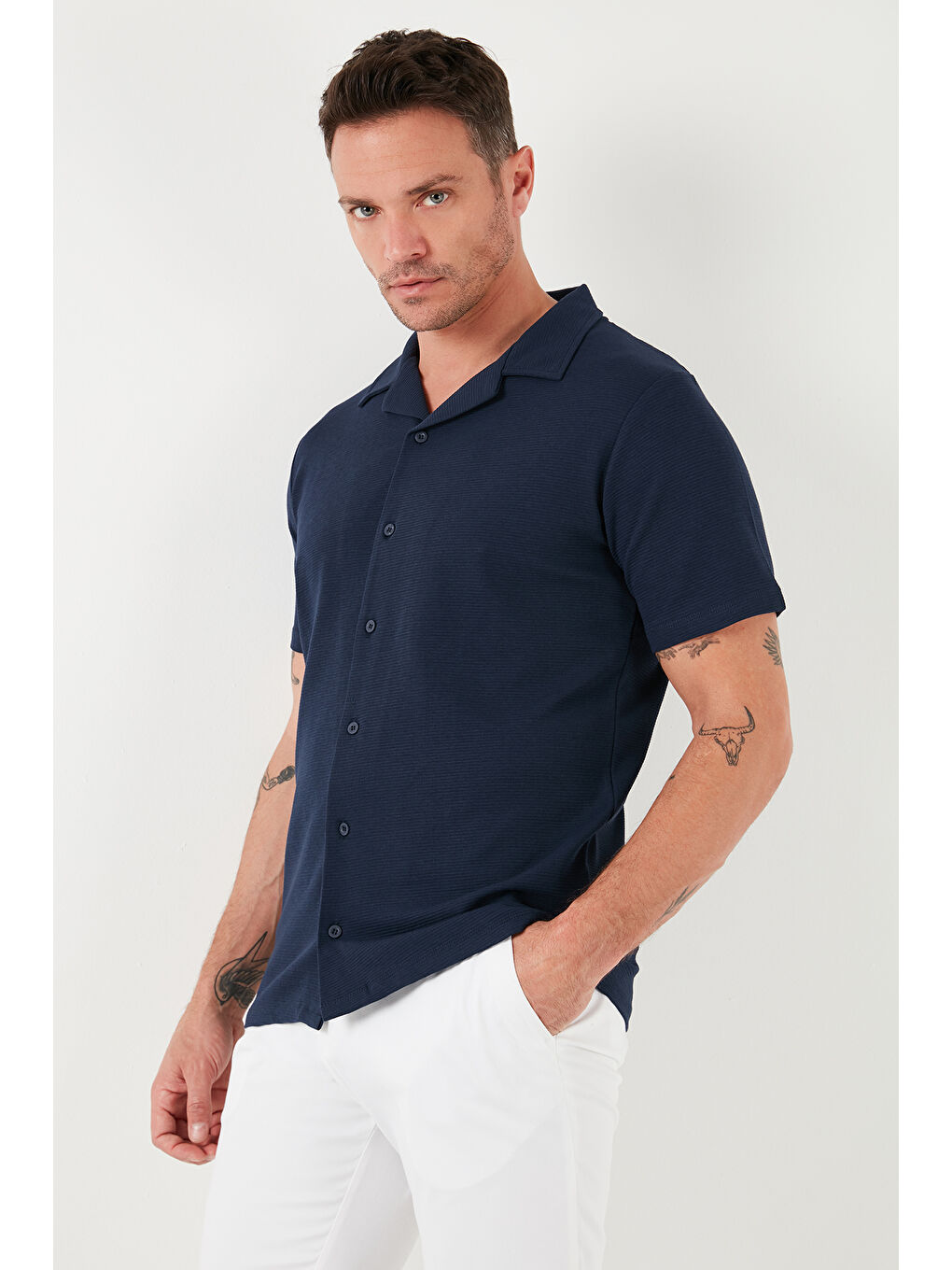 İndigo Pamuklu Regular Fit Kısa Kollu 2'li Paket Gömlek 5902640S2-2