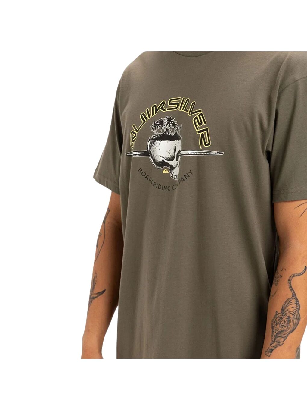 Haki Skull Lines Erkek Yeşil Tişört-1