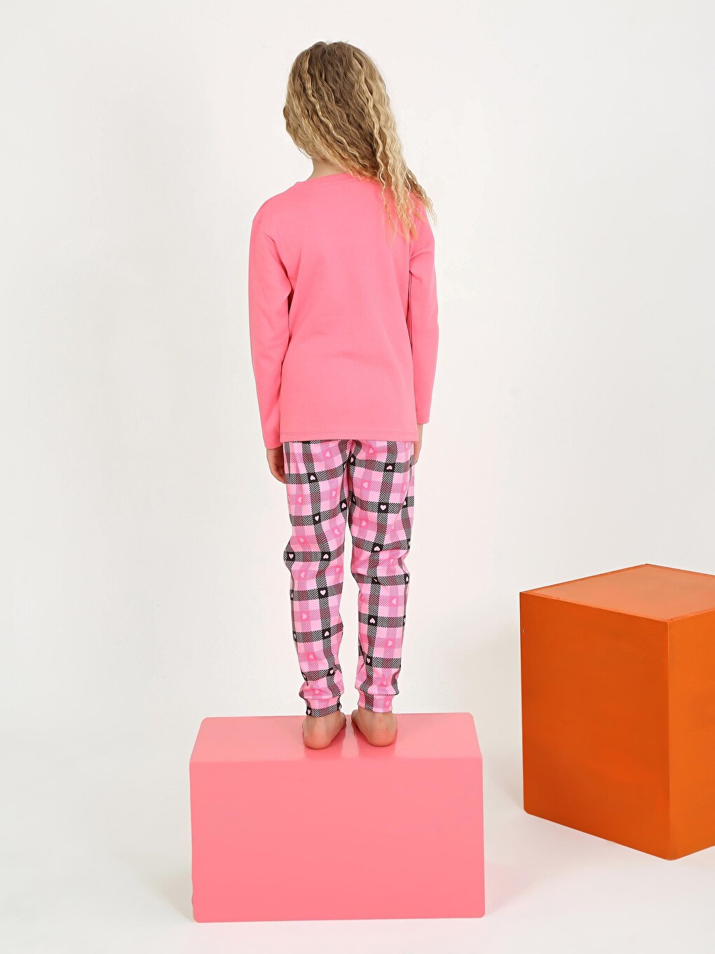 Pembe Kız Çocuk Uzun Kollu %100 Pamuklu Düğmeli Pijama Takımı Your Dreams-2