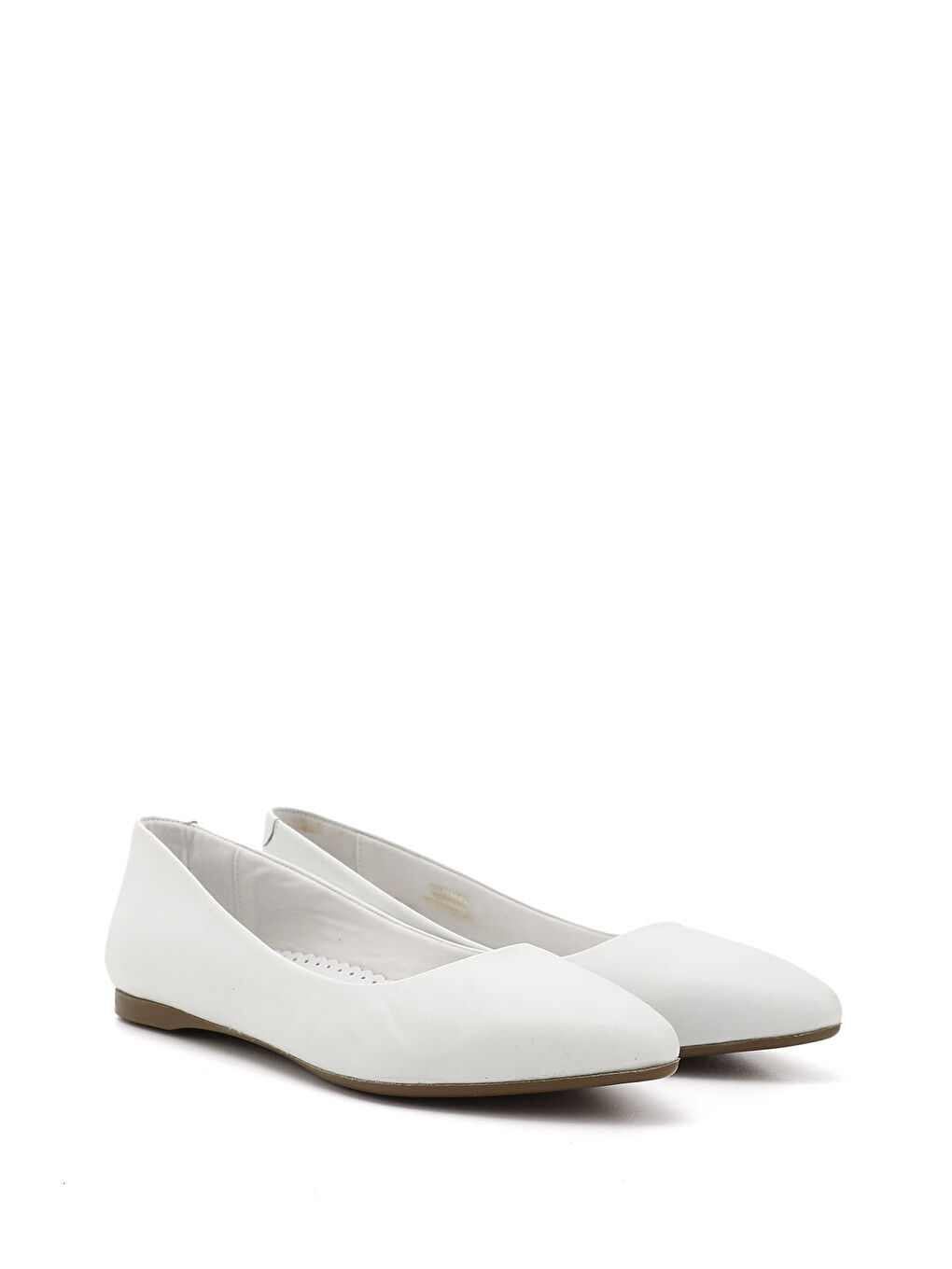 Beyaz Kadın BEYAZ-AÇIK GRİ Sivri Burun Düz Taban Hakiki Deri Babet-1