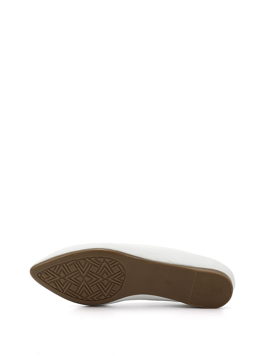 Beyaz Kadın BEYAZ-AÇIK GRİ Sivri Burun Düz Taban Hakiki Deri Babet-3