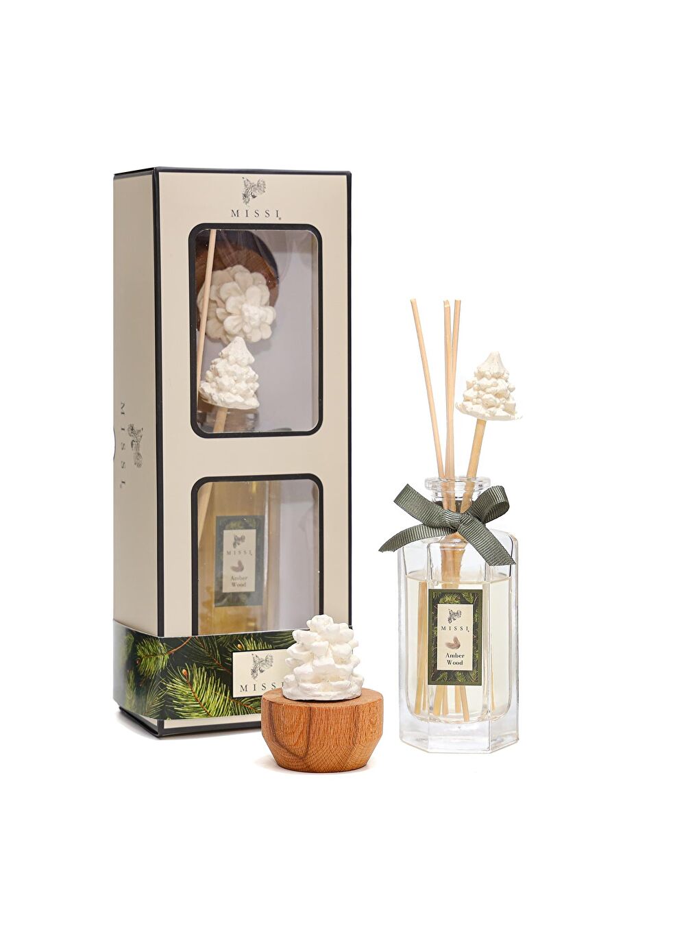 Ekru Yılbaşı Altıgen Amber Wood Hediye Seti