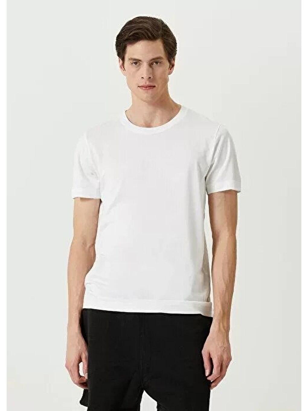 Unisex Basic Bisiklet Yaka Regular T-Shirt - Beyaz-2