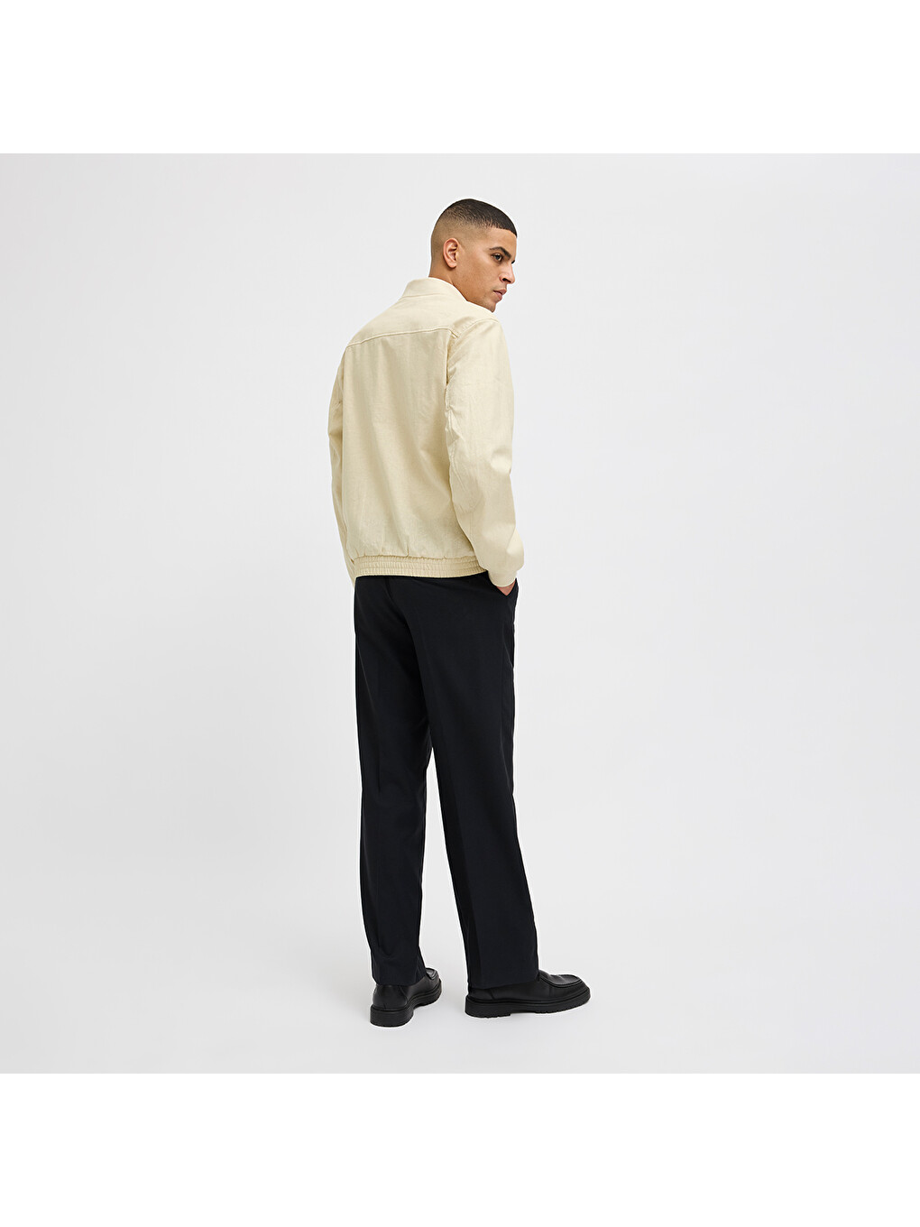 Blaleister Linen Blend Bomber Erkek Bej Klasik Yaka Ceket-2