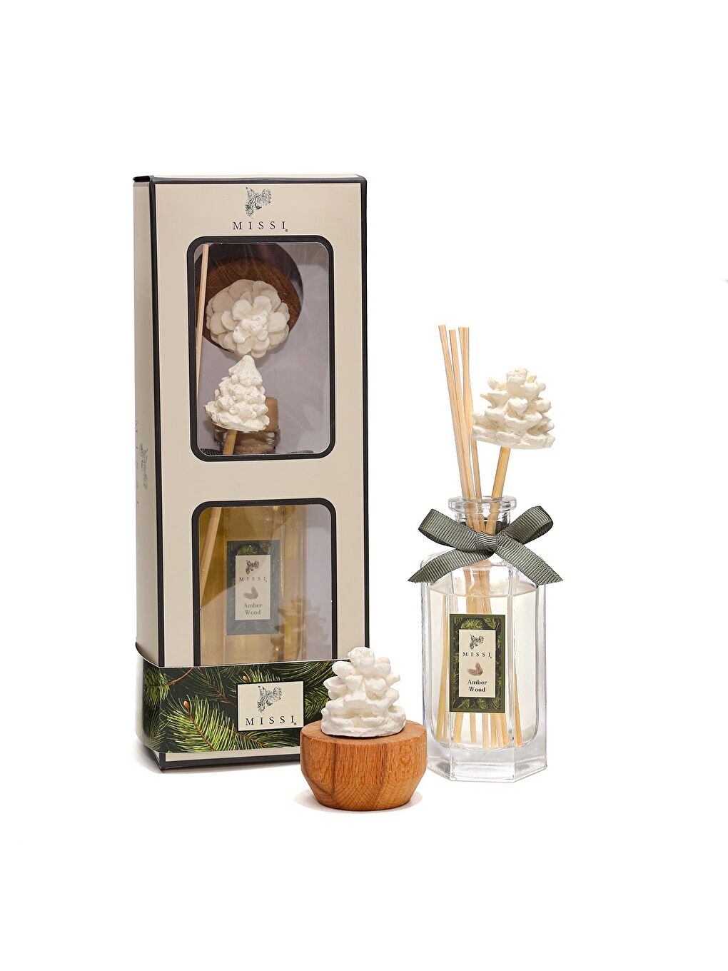 Ekru Yılbaşı Altıgen Amber Wood Hediye Seti-1