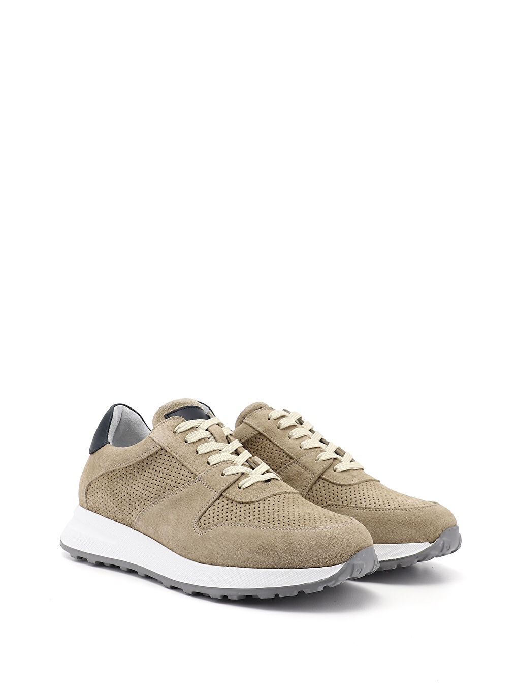 Ekru Erkek KUM-SİYAH Bağcıklı Hakiki Deri Comfort Sneaker-1