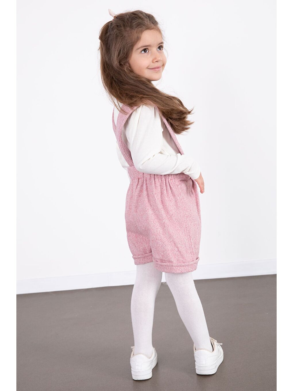 Pembe Kız Çocuk Melanj Krem Badili Salopet Takım 22692-4