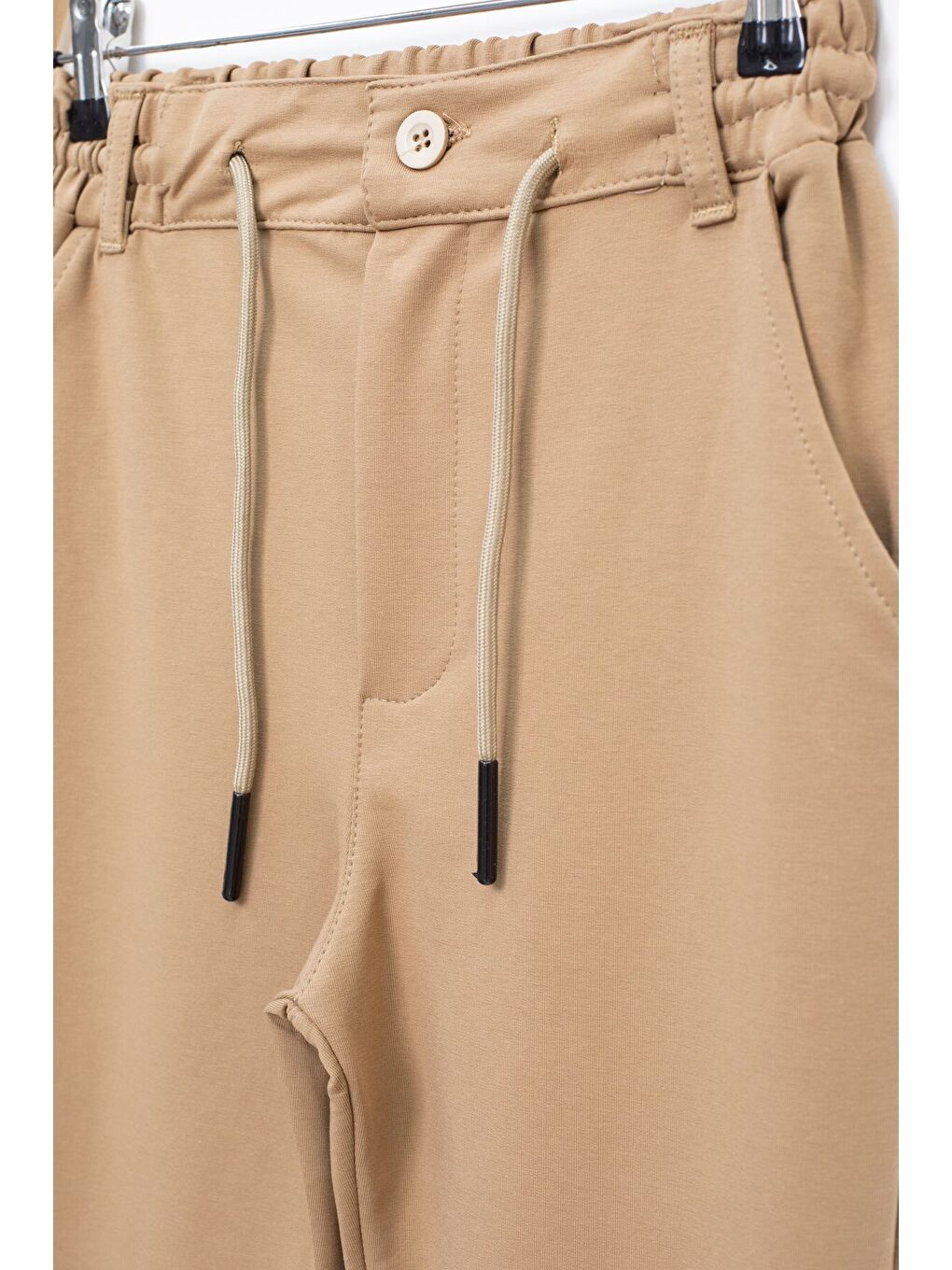 Kahverengi Duble Paça Beli Bağcıklı Erkek Çocuk Kumaş Pantolon 22679-1