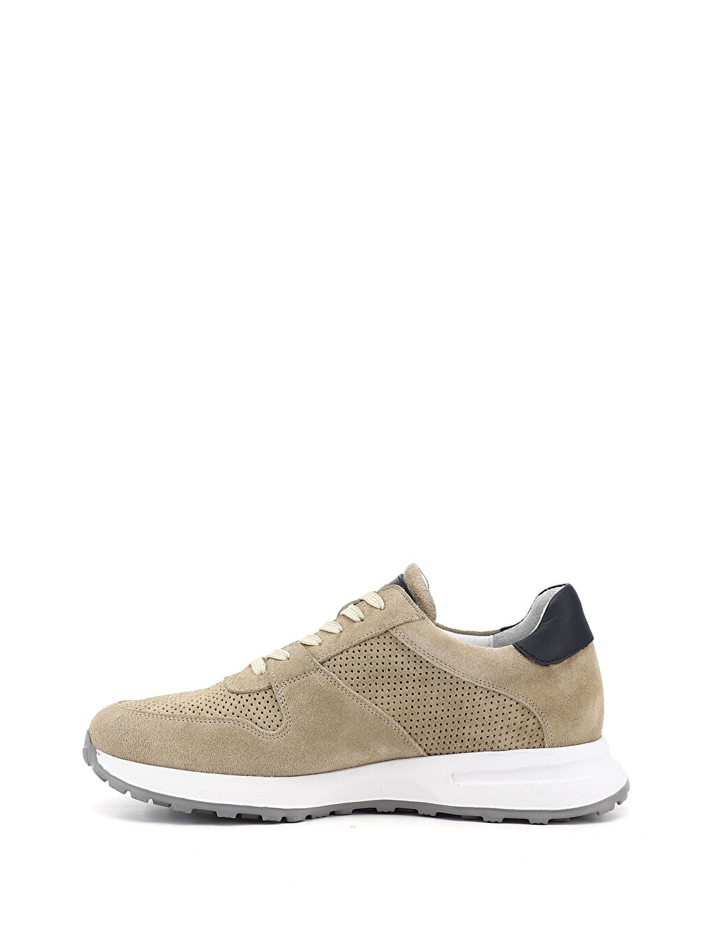 Ekru Erkek KUM-SİYAH Bağcıklı Hakiki Deri Comfort Sneaker-3