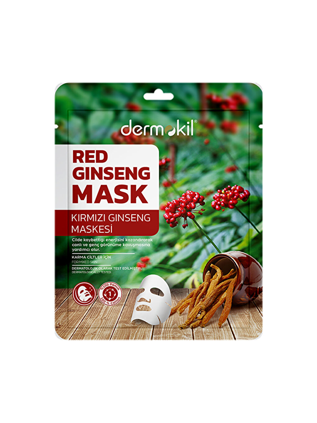 DERMOKIL Karışık Kırmızı Ginseng Maskesi (Karma Ciltler için) 20 gr