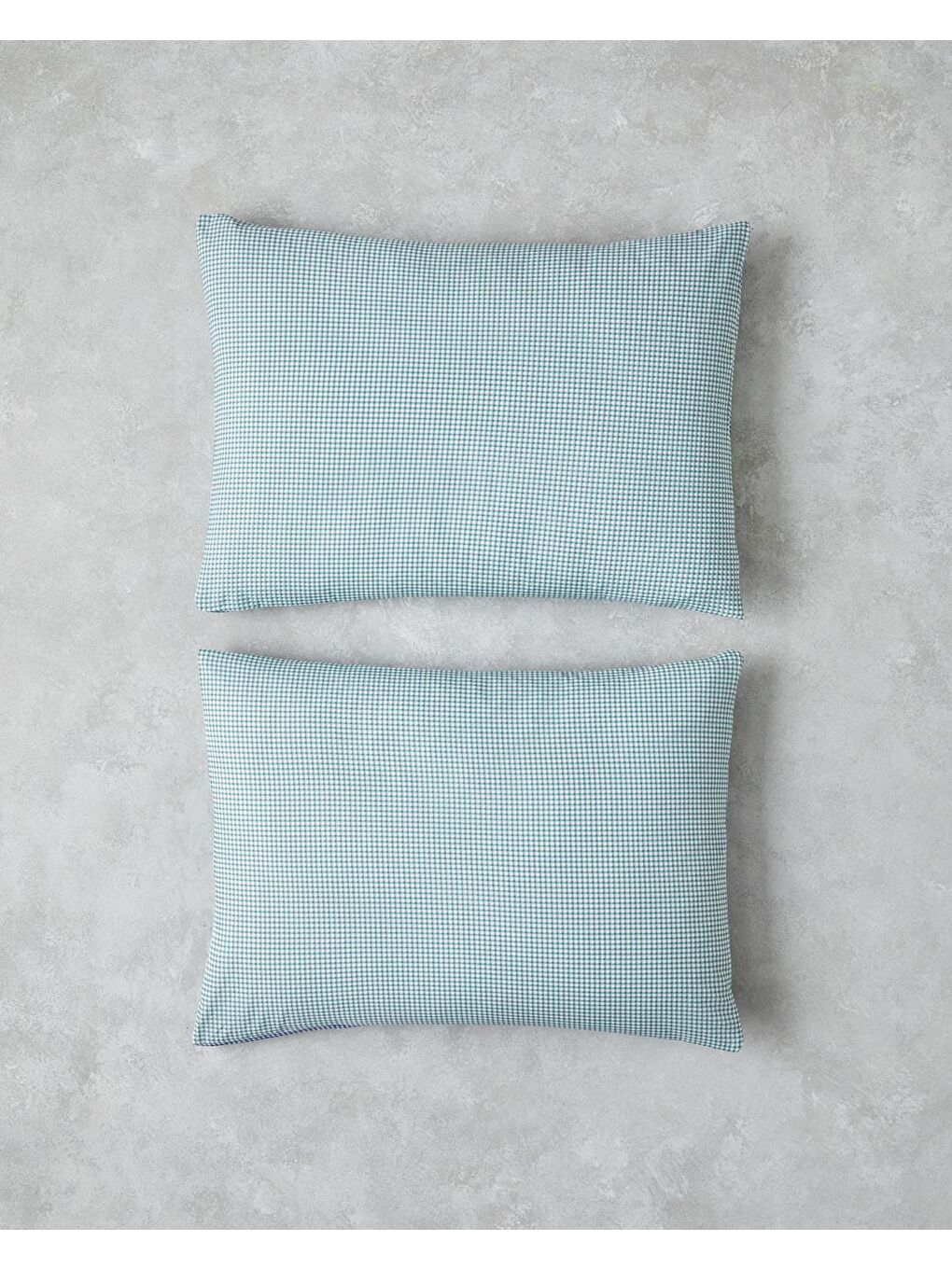 Petit Check Pamuklu 2'li Yastık Kılıfı 50x70 cm Yeşil-Mavi