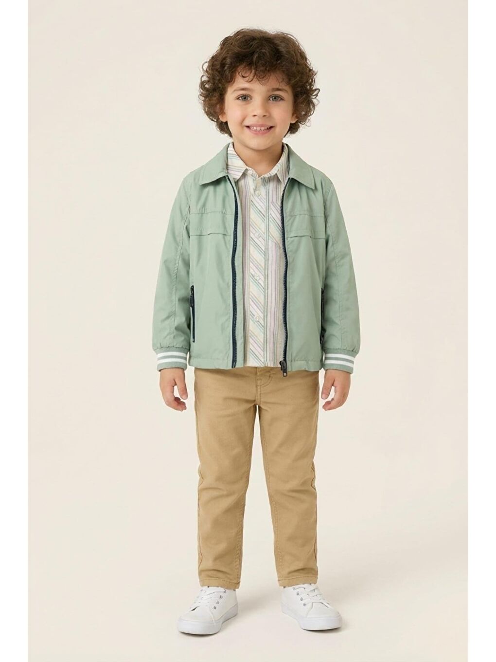 Erkek Çocuk Rüzgarlık Detaylı 3'Lü Takım - Yeşil