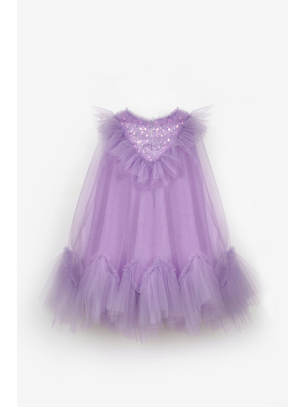 Lila  Boncuk Detaylı Eteği Zikzaklı Kız Çocuk Elbise - Cherish-1