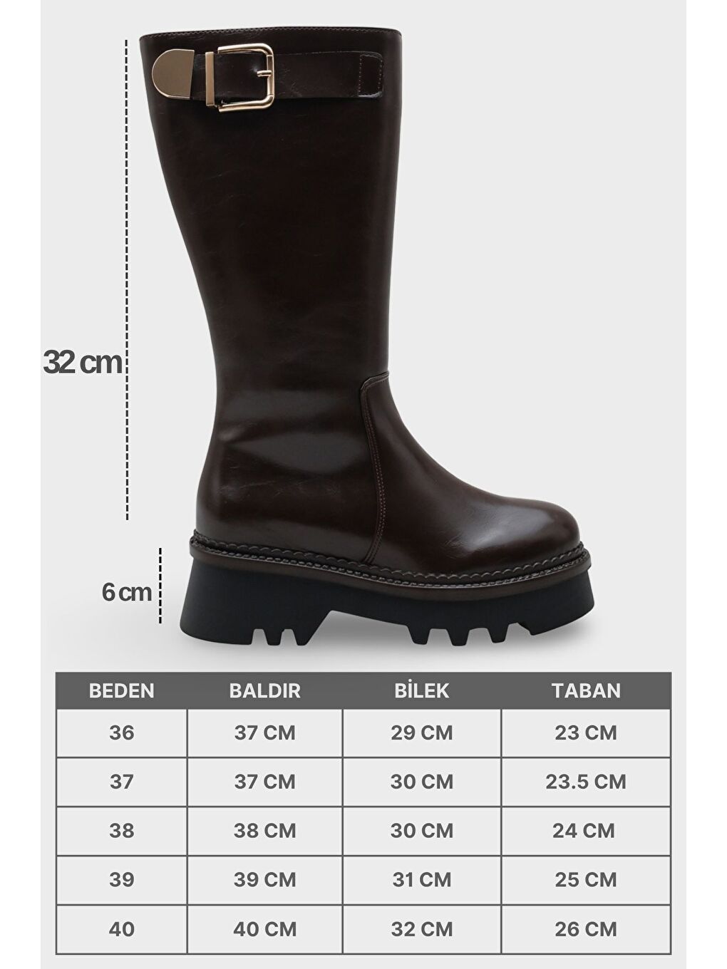 Bordo Norry Trak Tabanlı Metal Tokalı Yandan Fermuarlı Kadın Çizme-6