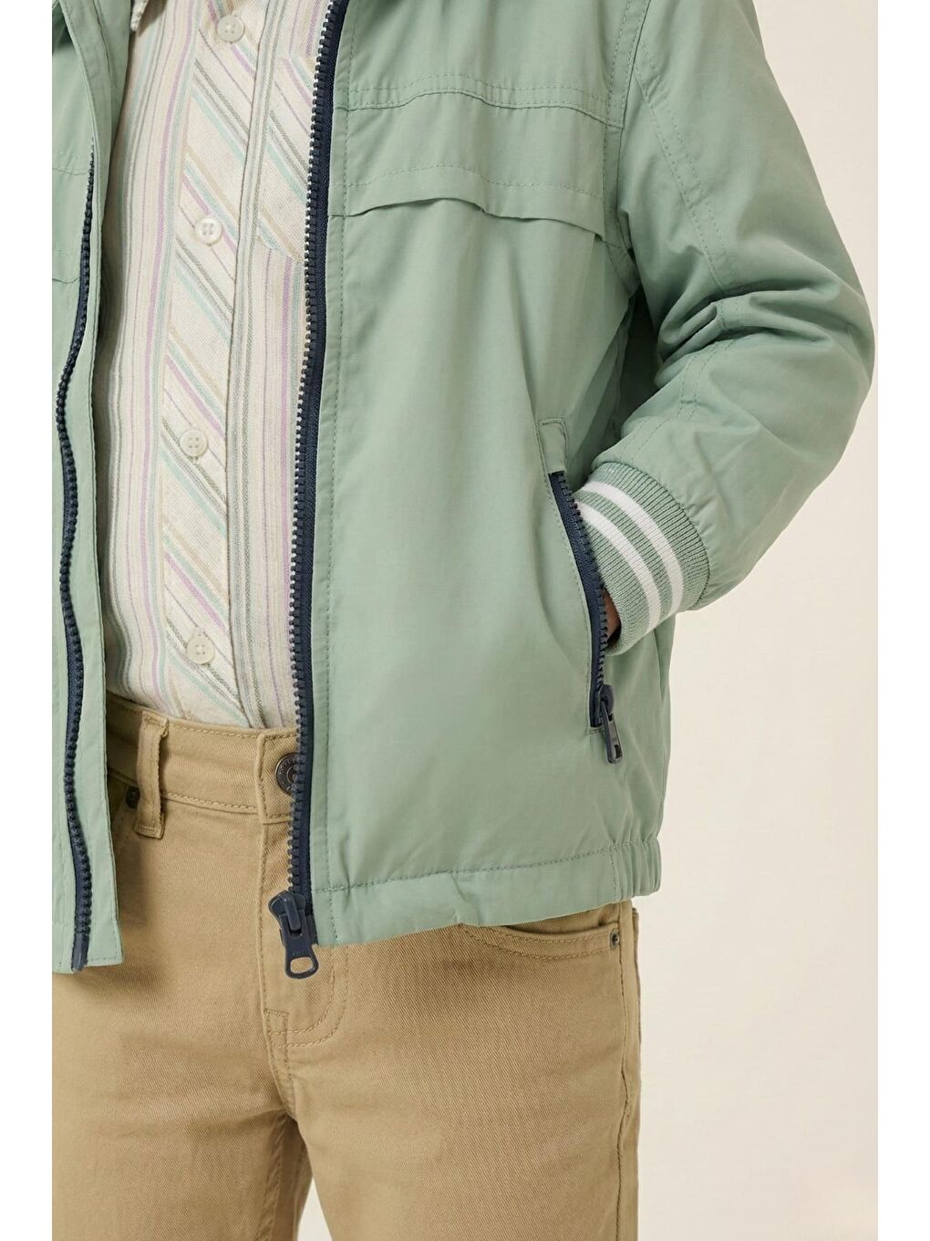 Erkek Çocuk Rüzgarlık Detaylı 3'Lü Takım - Yeşil-2