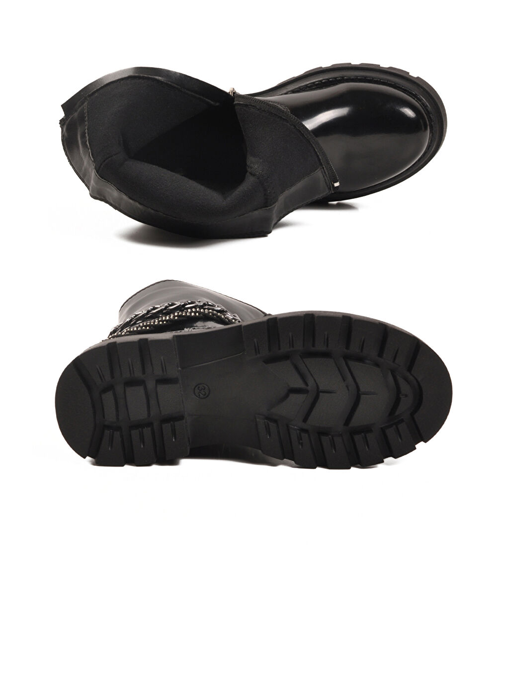 Siyah Rugan İçi Polarlı Kaymaz Kız Çocuk Çizme Duru F-4