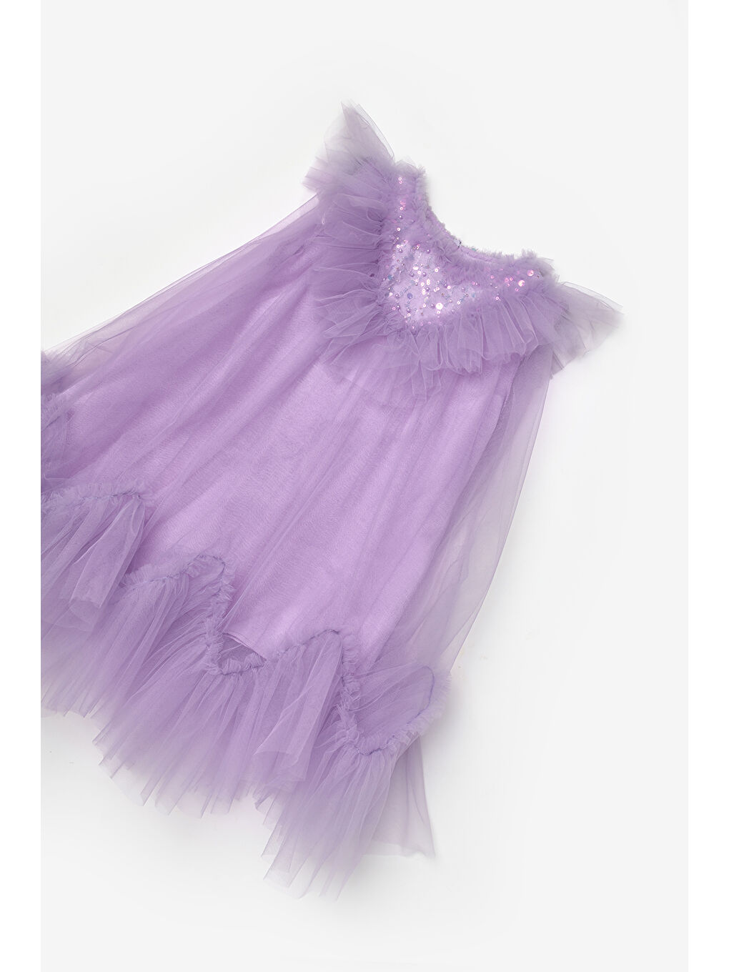 Lila  Boncuk Detaylı Eteği Zikzaklı Kız Çocuk Elbise - Cherish-2