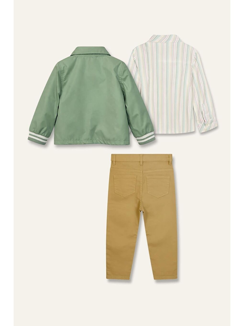 Erkek Çocuk Rüzgarlık Detaylı 3'Lü Takım - Yeşil-4