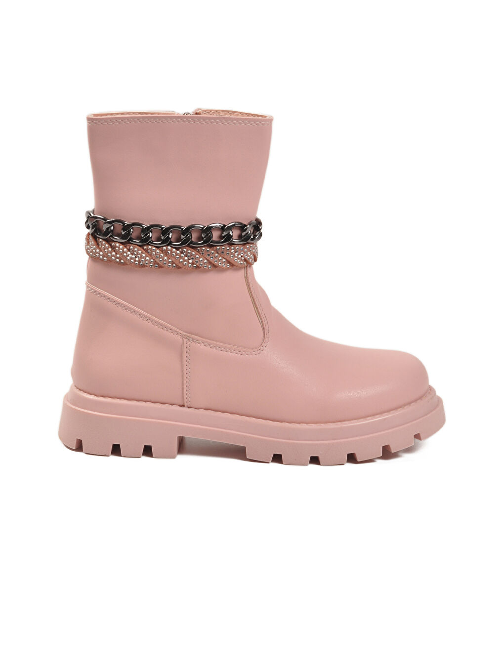 Pembe Pudra İçi Polarlı Kaymaz Kız Çocuk Çizme Duru F-1