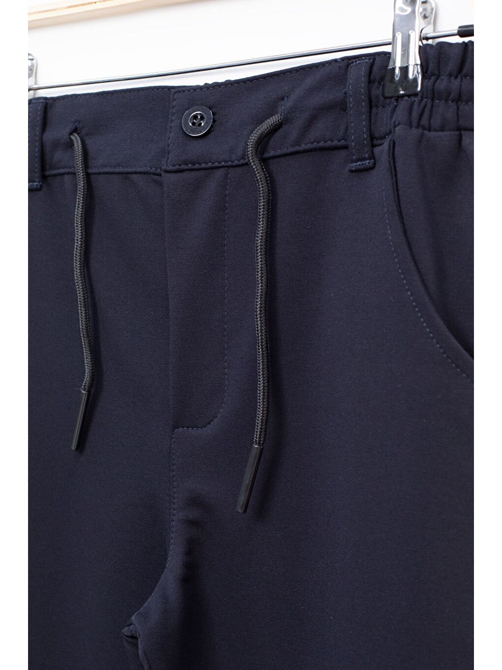 Lacivert Duble Paça Beli Bağcıklı Erkek Çocuk Kumaş Pantolon 22678-1