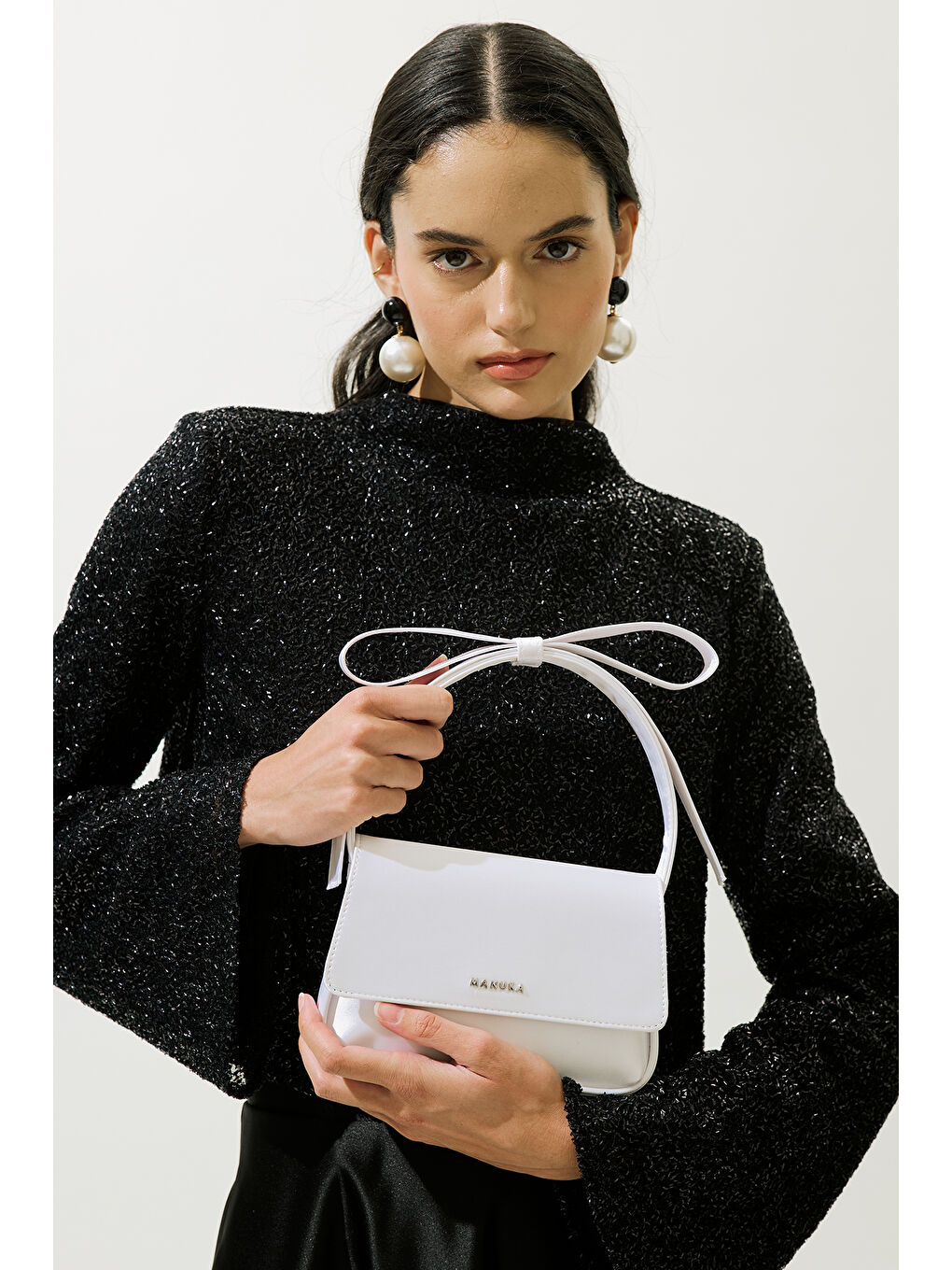 Fiyonk Detaylı Çanta Ekru-1