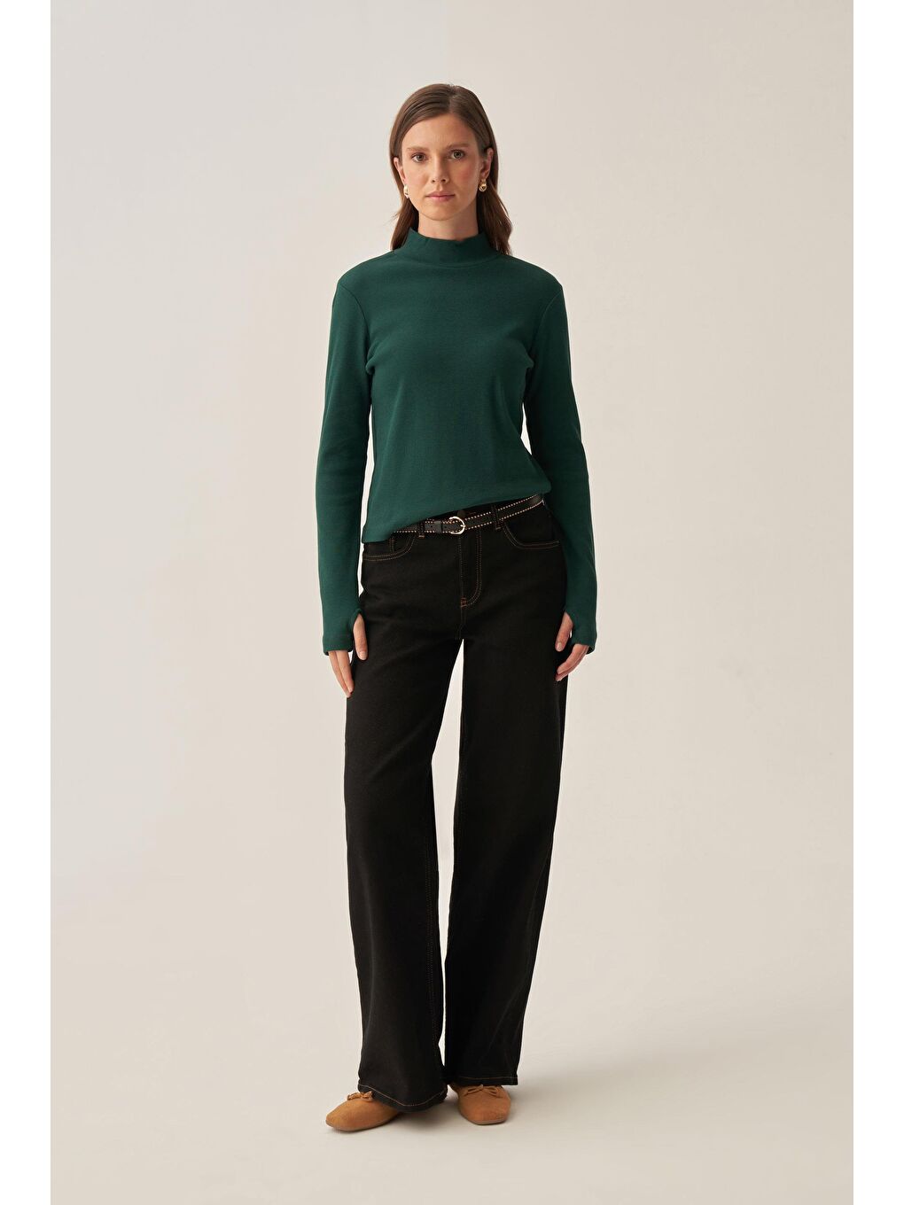 Yeşil Zümrüt-Parmaklıklı Balıkçı Yaka Body-1