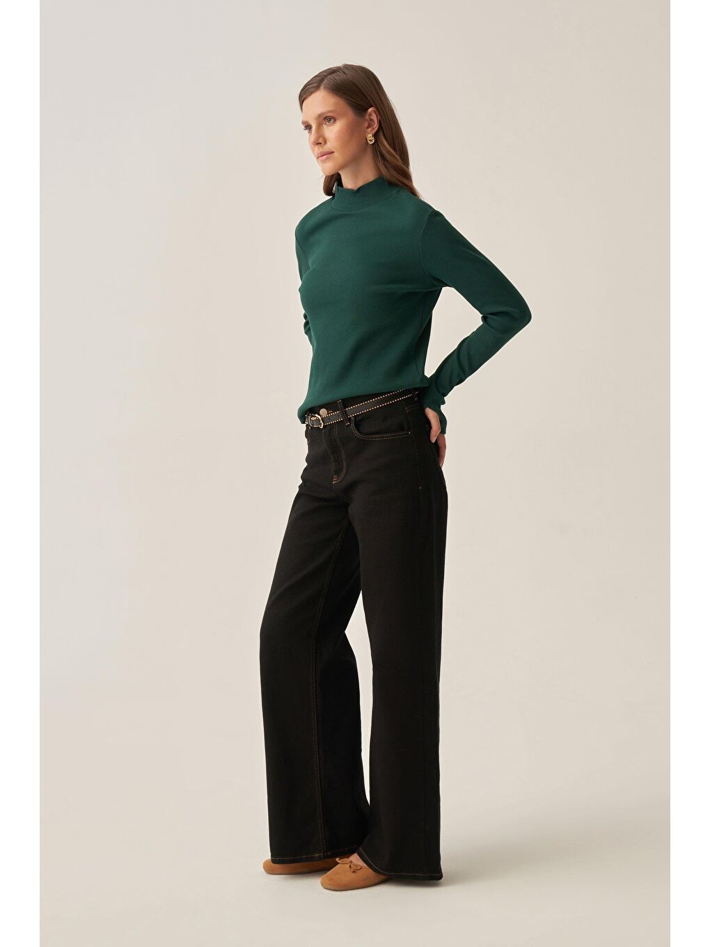 Yeşil Zümrüt-Parmaklıklı Balıkçı Yaka Body-2