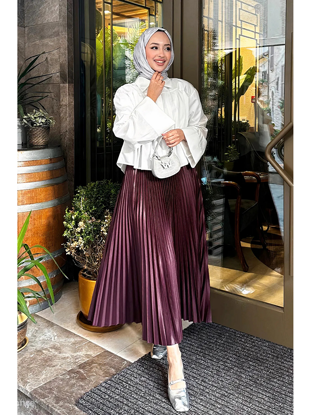 Ekru Kadın 3Lü Paket Lastikli Pilise Bol Yazlık Uzun Etek-1