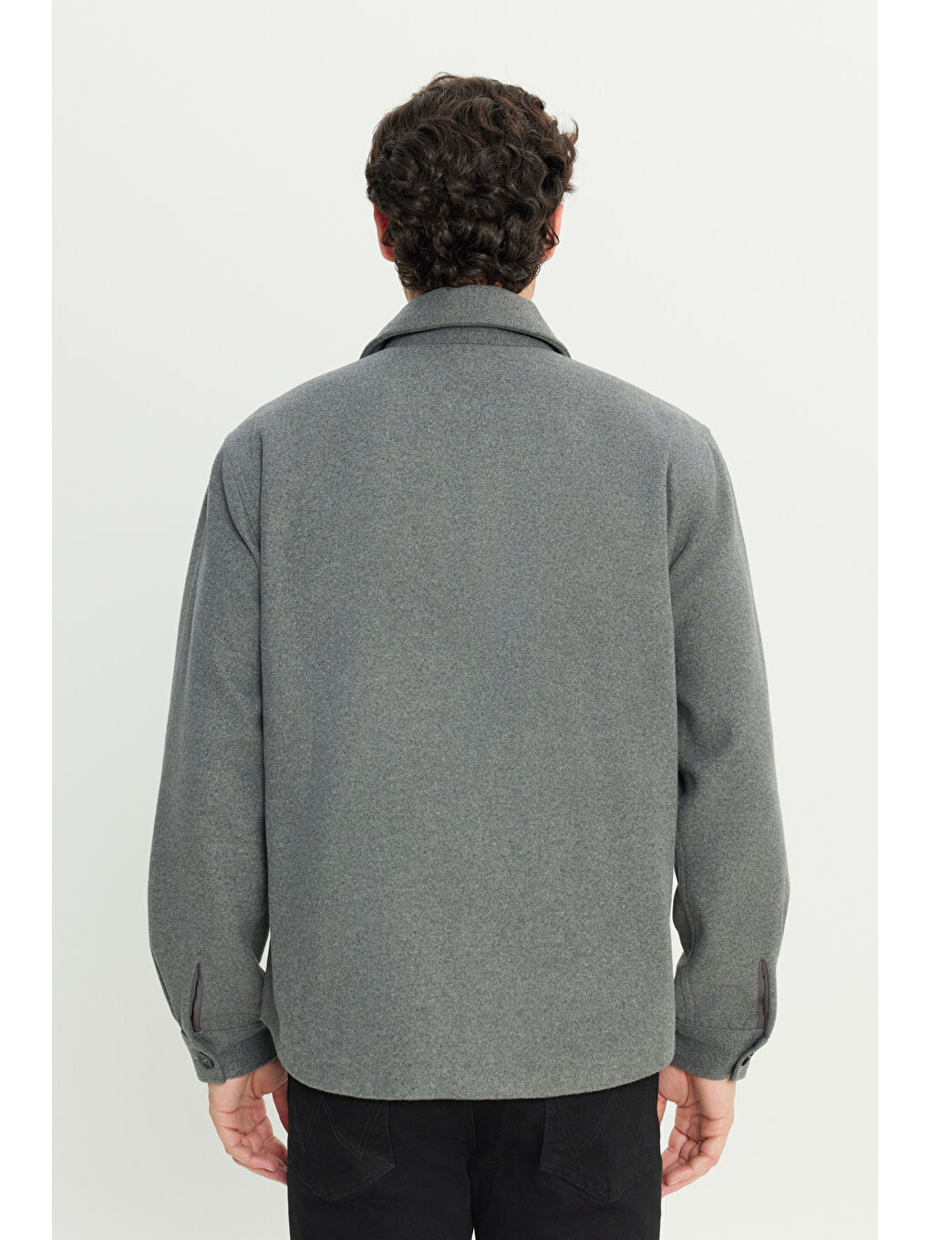 Loose Fit Rahat Kesim Antrasit Melanj Gömlek Ceket-4