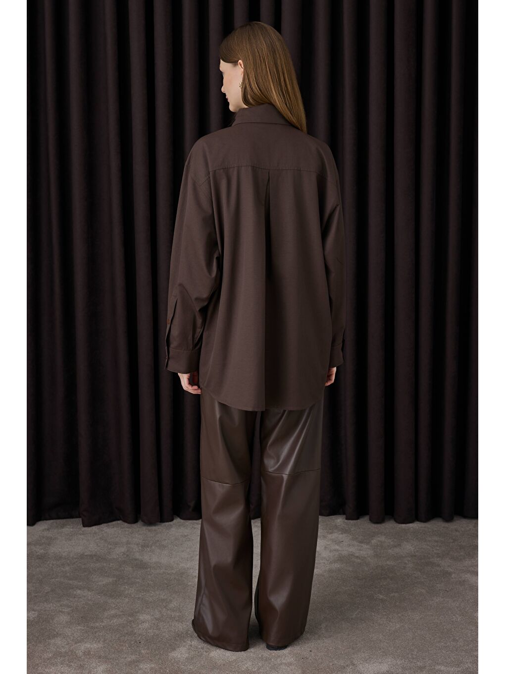 Kahverengi Fiyonk Yaka Gömlek Acı Kahve-3