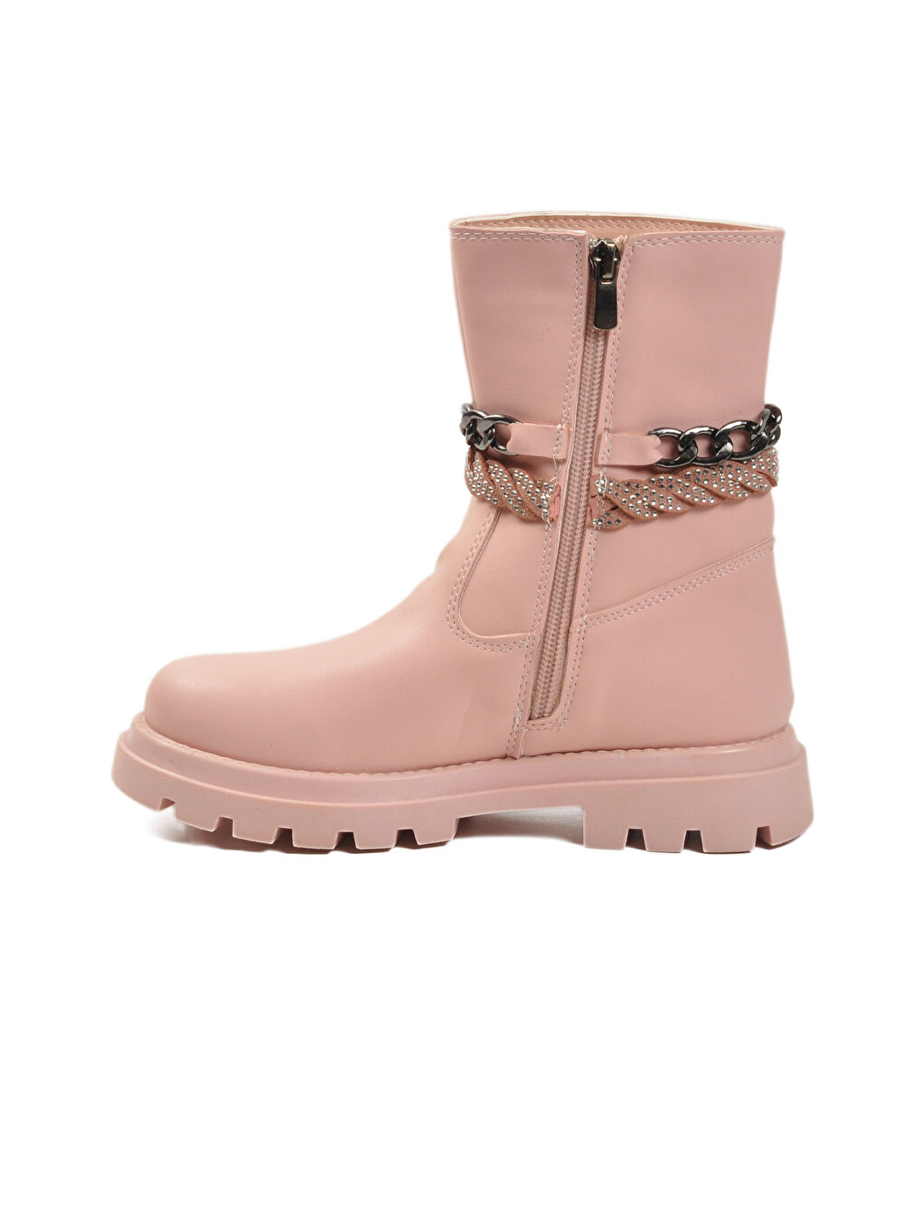 Pembe Pudra İçi Polarlı Kaymaz Kız Çocuk Çizme Duru F-3
