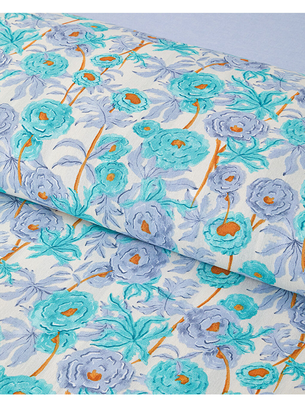 Abstract Flowers Kolay Ütülenir Çift Kişilik Nevresim Takımı 200x220 cm Yeşil-Mavi-3
