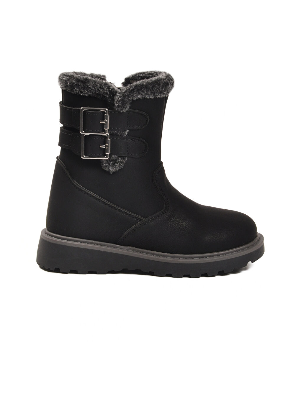 Siyah İçi Polarlı Kaymaz Kız Çocuk Bot Buckle F