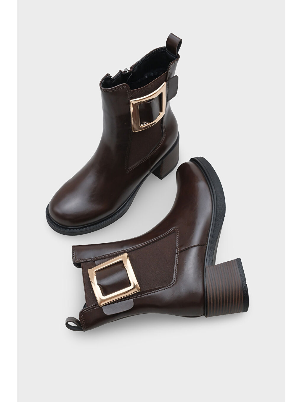 Kahverengi Rhody Metal Tokalı Kadın Bot-5