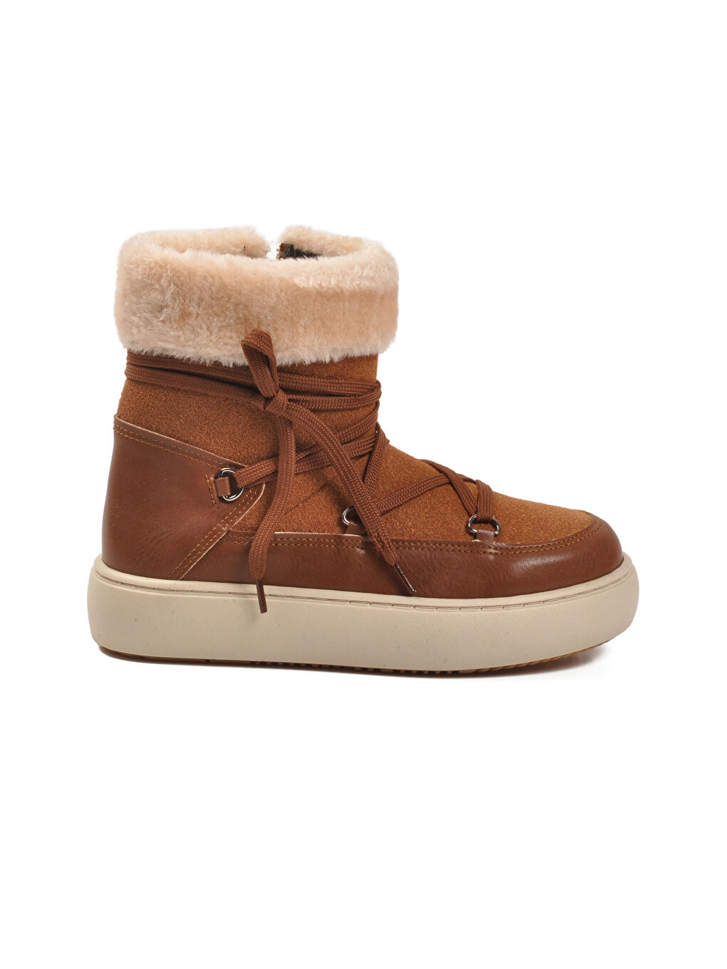 Kahverengi Taba İçi Polarlı Kaymaz Kız Çocuk Bot Selis F-1